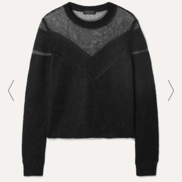 NWT rag & bone black open knit crew neck sweater - Picture 4 of 7